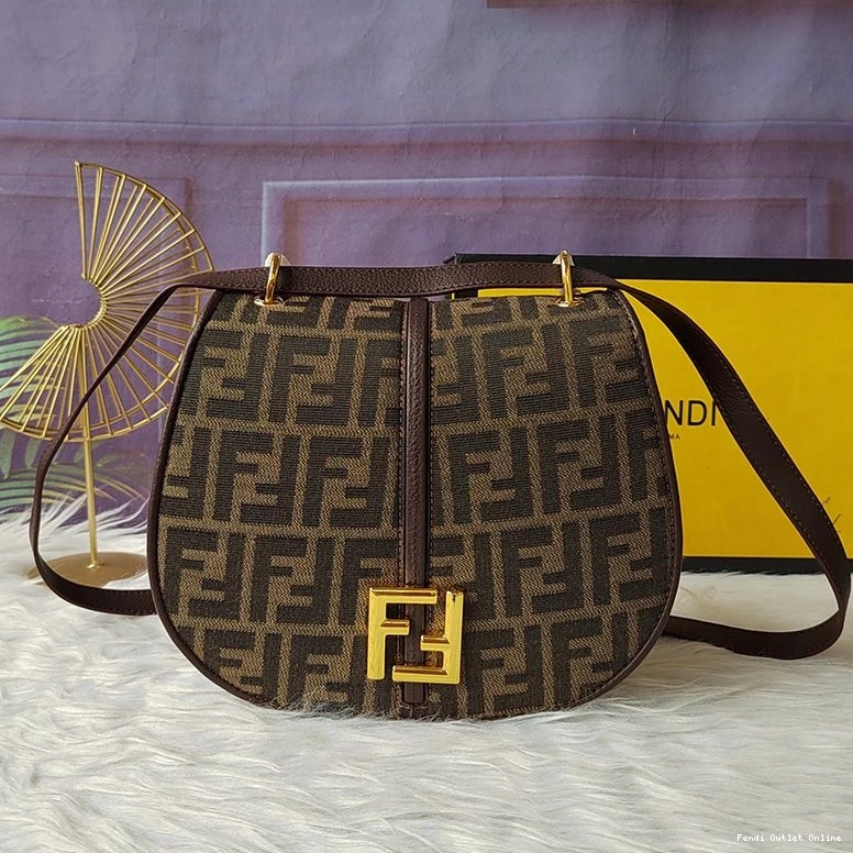 Medium Fendi C'mon Fabric Bag Motif FF In Brown 0716